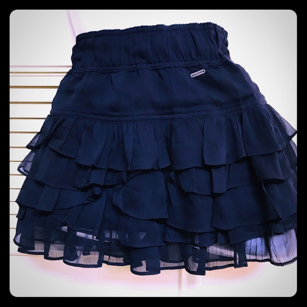 Cute Dark Blue Ruffle Hollister Mini Skirt Sz XS